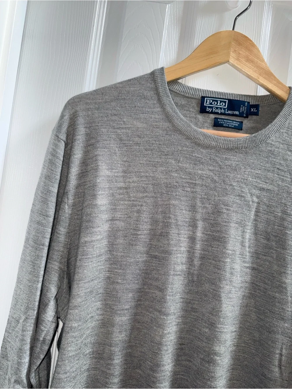 Polo Ralph Lauren Crew Neck Pullover Sweater Sz XL Grey Preppy Comfort Luxury